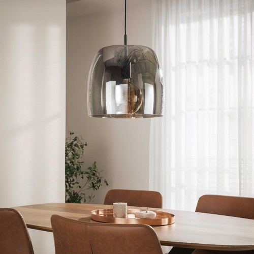 Luminaire en suspension avec abat-jour en verre fumé - Opala