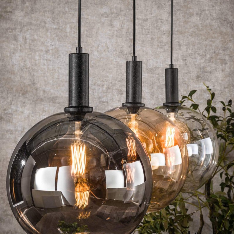 Luminaire en suspension avec abat-jour sphériques en verre tricolore - Sfera