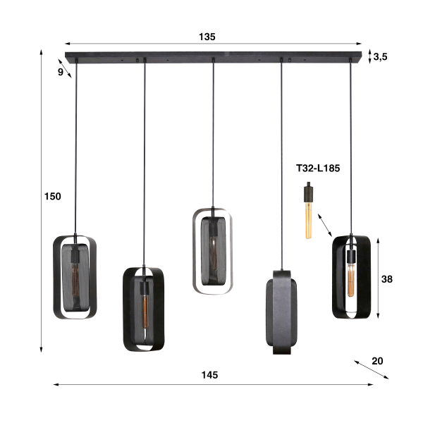 Luminaire à suspendre en métal style industriel - Mesh Rotate