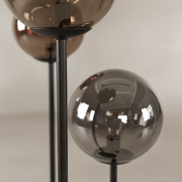 Lampadaire de salon sytle industriel en métal avec abat-jours en verre - Caleo