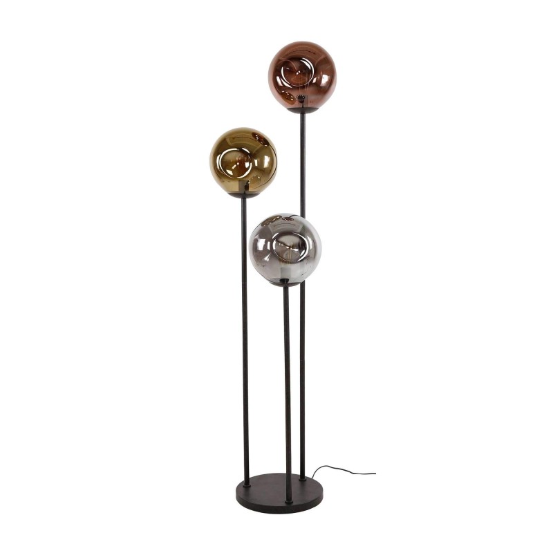 Lampadaire de salon sytle industriel en métal avec abat-jours en verre - Caleo