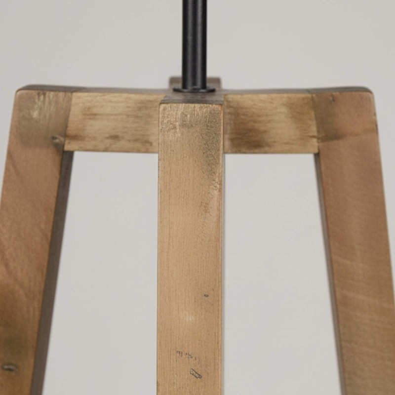 Lampadaire de salon style industriel en bois avec abat jour en métal torsadé - Twist