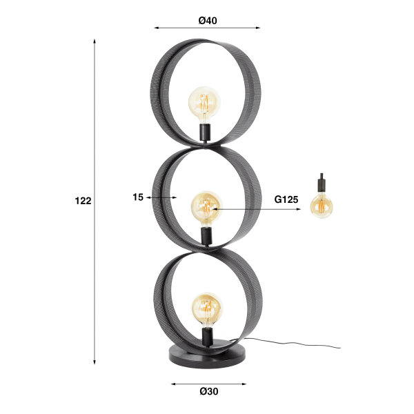 Lampe de salon en métal avec finition anthracite - Torre