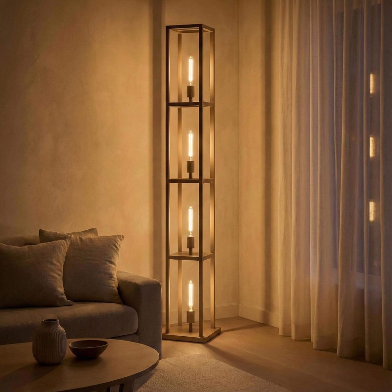 Lampe sur pied de salon en métal avec éclairage LED style industriel - Strukt