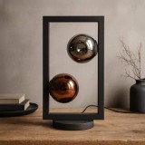 Lampe à poser style industriel en métal avec abat-jours en verre - Caleo