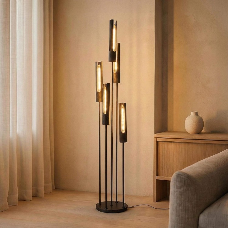 Lampadaire à poser design LED en métal noir - Nova