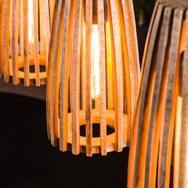 Luminaire suspendu en bois de manguier massif - Natura