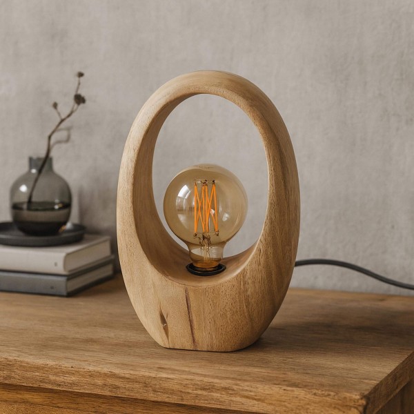 Lampe à poser en bois de manguier massif - Oro