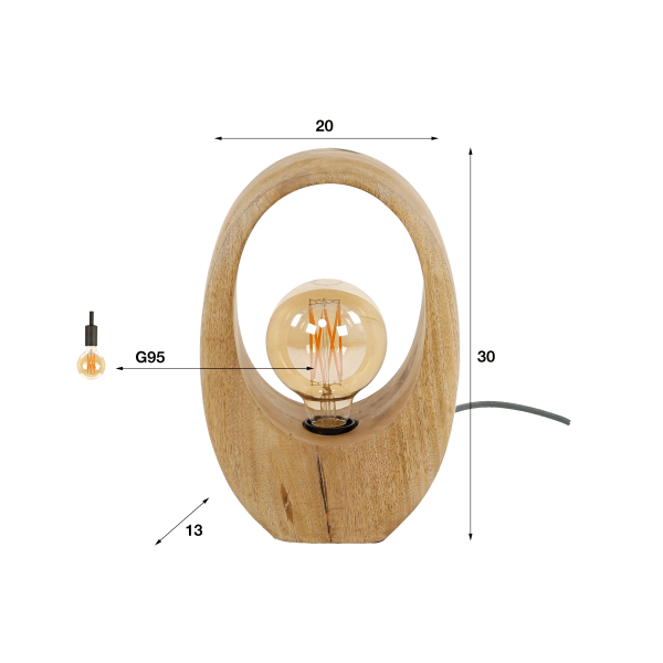 Lampe à poser en bois de manguier massif - Oro