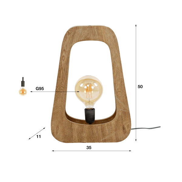 Lampe de table en bois de manguier massif - Noxios