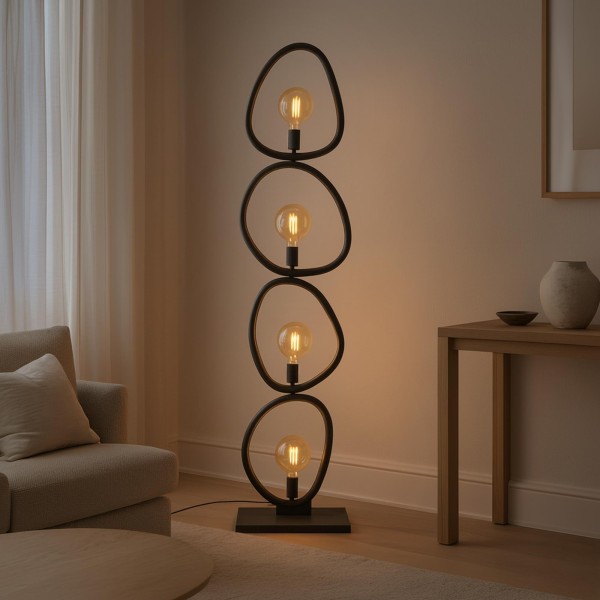 Lampadaire de salon design en métal noir - Solin