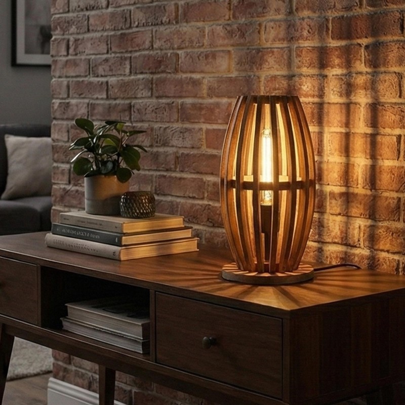 Lampadaire à poser en bois de manguier massif - Arken