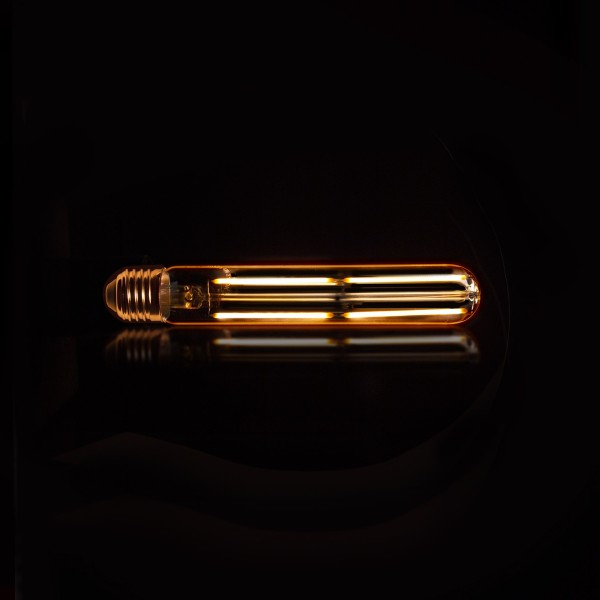Ampoule tube LED à filament 18,5 cm lumière chaude (E27) , verre ambré [T32-L185]