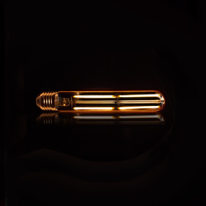 Ampoule tube LED à filament 18,5 cm lumière chaude (E27) , verre ambré [T32-L185]