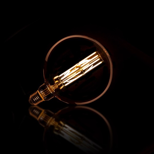 Ampoule globe à filament 15 cm (E27), verre ambré [G150]