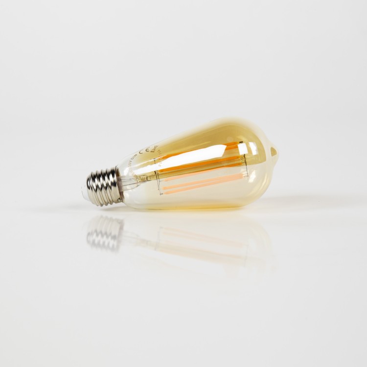 Ampoule LED à filament goutte 14 cm (E27), verre ambré [ST64]
