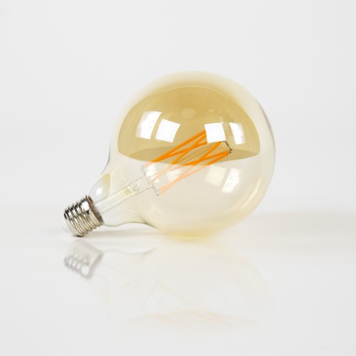 Ampoule globe à filament 12,5 cm (E27), verre ambré [G125]