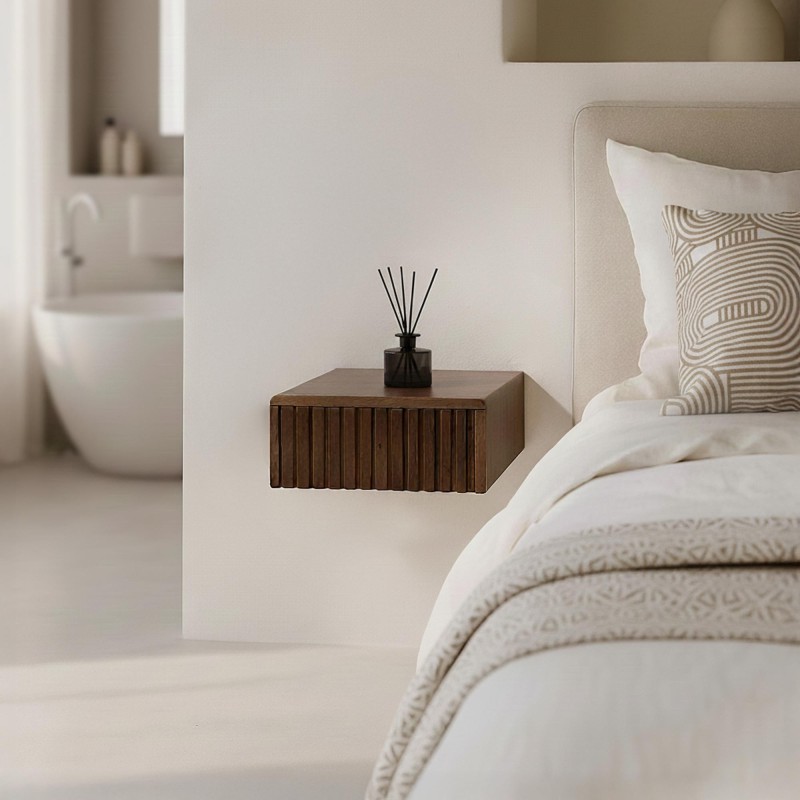 Table de chevet suspendue en bois massif d'acacia (lot de 2) - Nest