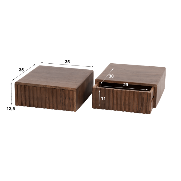 Table de chevet suspendue en bois massif d'acacia (lot de 2) - Nest