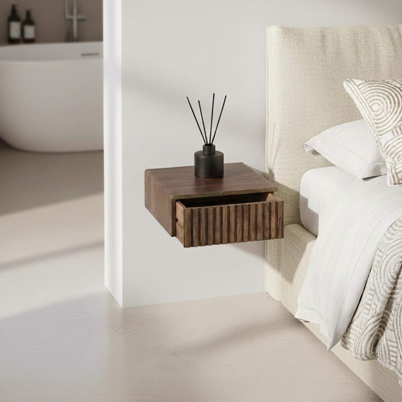 Table de chevet suspendue en bois massif d'acacia (lot de 2) - Nest