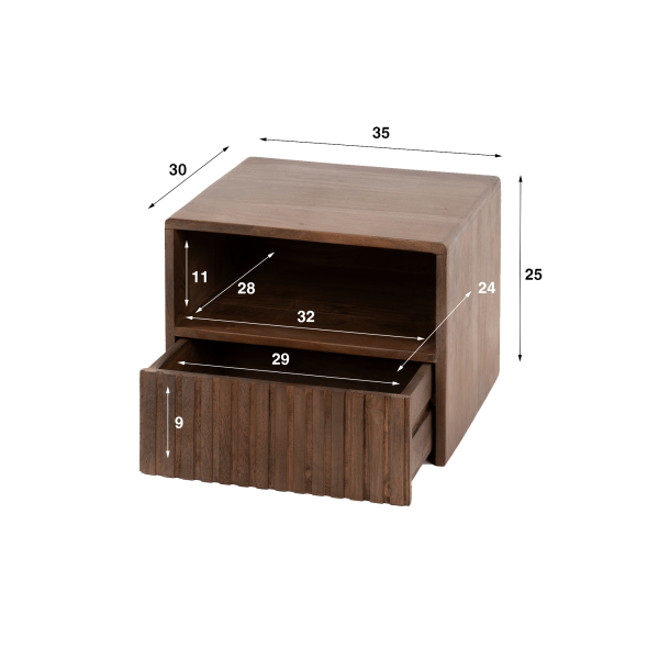 Table de chevet suspendue en bois naturel - Nest