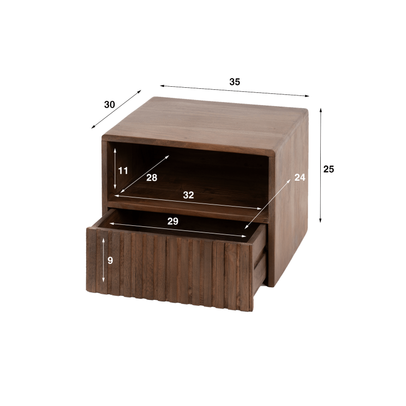 Table de chevet suspendue en bois naturel - Nest