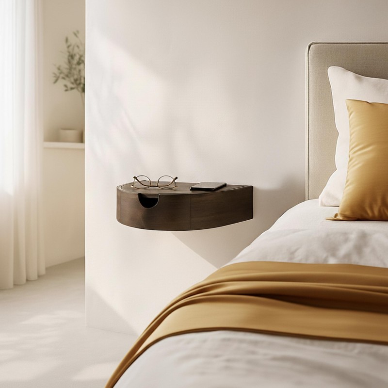 Table de chevet suspendue en bois massif d'acacia (lot de 2) - Nocte