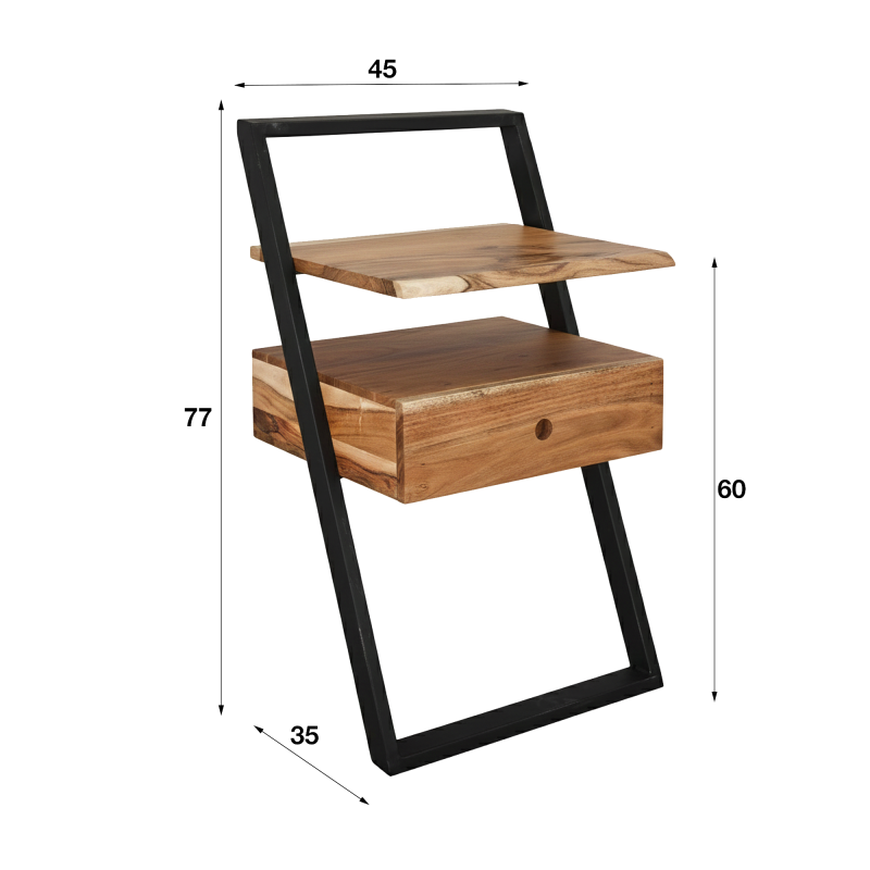 Table de chevet en bois massif d'acacia - Lean