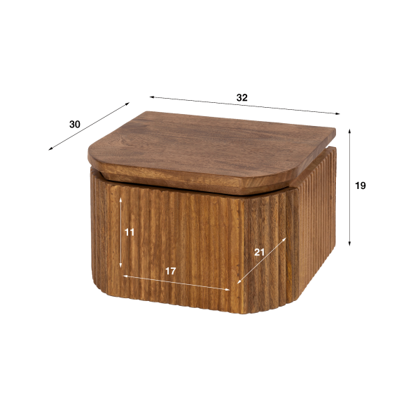 Table de chevet en bois massif - Wave XS