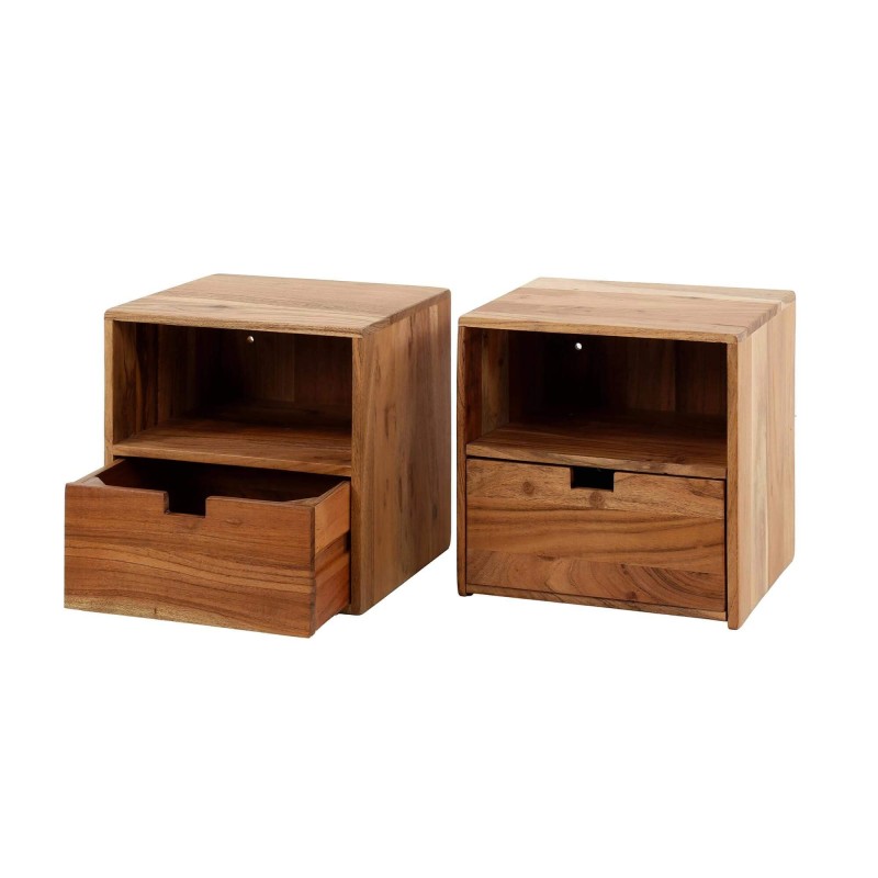 Table de chevet suspendue en bois massif (lot de 2) - Flat XS