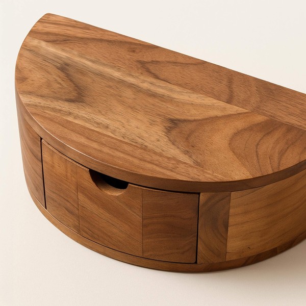 Table de chevet suspendue en bois massif d'acacia - Curve