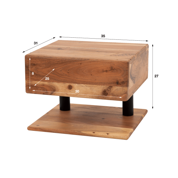 Table de chevet suspendue en bois massif d'acacia - Shelve