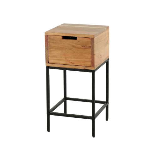 Table de chevet en bois et métal style industriel - Natura