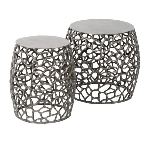 Bout de canapé nickel noir avec plateau en aluminium (lot de 2) - Maze