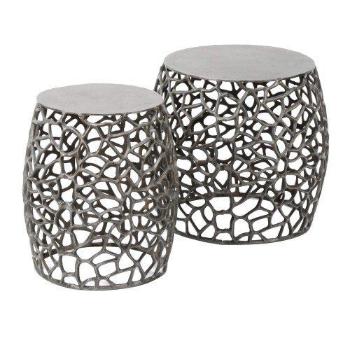 Bout de canapé nickel noir avec plateau en aluminium (lot de 2) - Maze