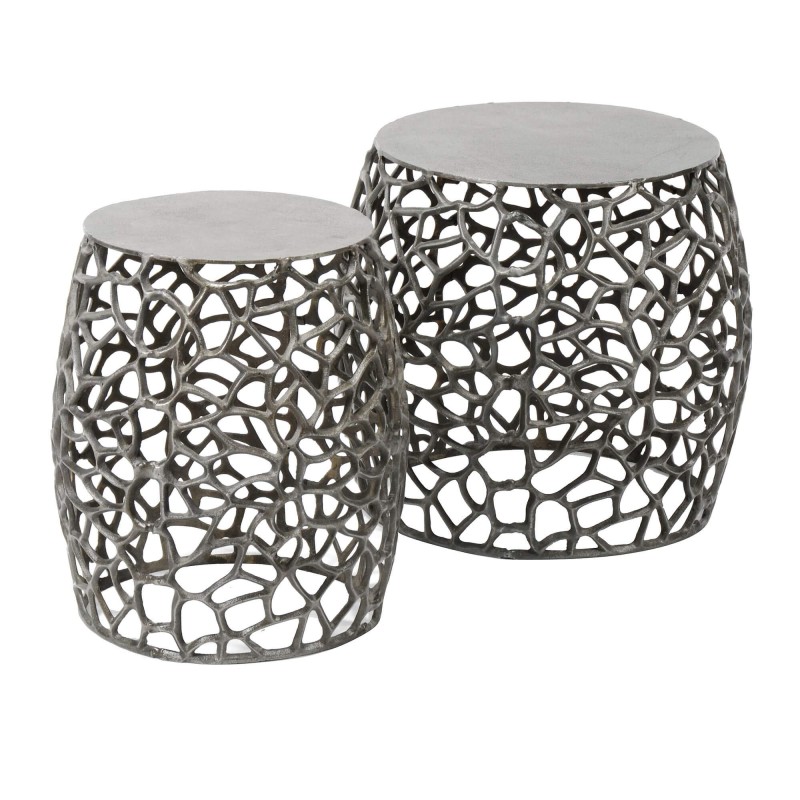 Bout de canapé nickel noir avec plateau en aluminium (lot de 2) - Maze