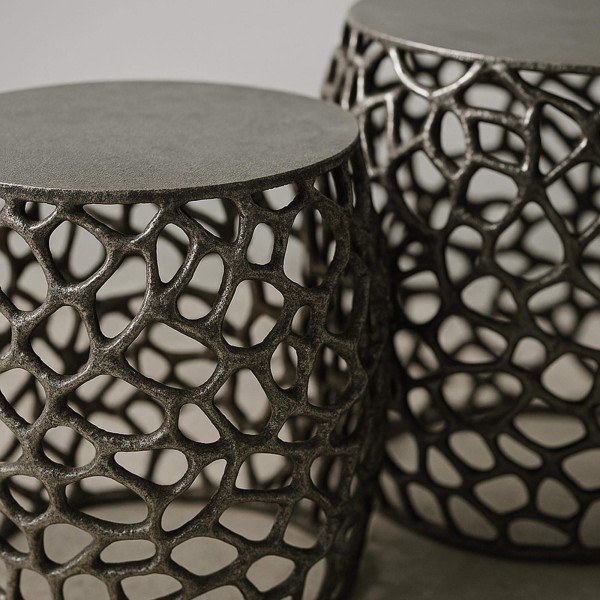 Bout de canapé nickel noir avec plateau en aluminium (lot de 2) - Maze