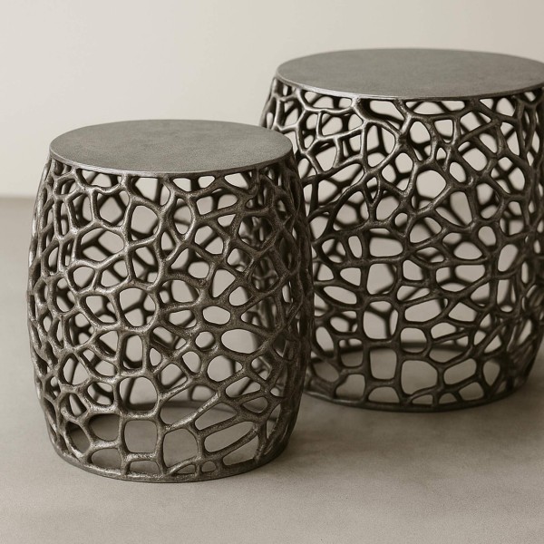 Bout de canapé nickel noir avec plateau en aluminium (lot de 2) - Maze