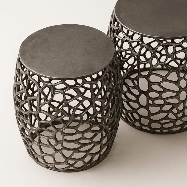 Bout de canapé nickel noir avec plateau en aluminium (lot de 2) - Maze