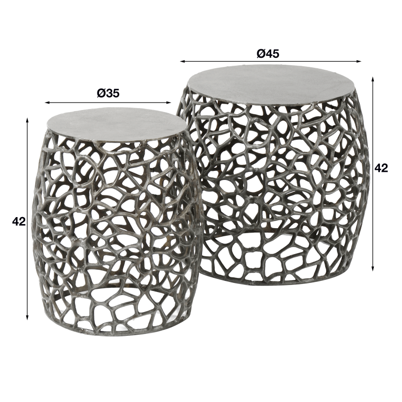 Bout de canapé nickel noir avec plateau en aluminium (lot de 2) - Maze