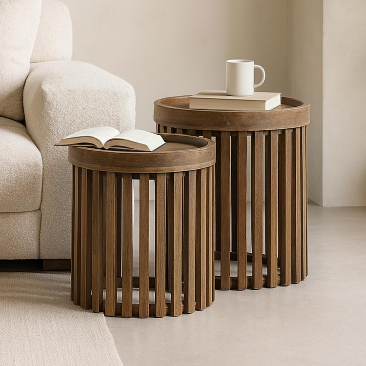 Table d'appoint en bois de manguier massif (lot de 2) - Tweak