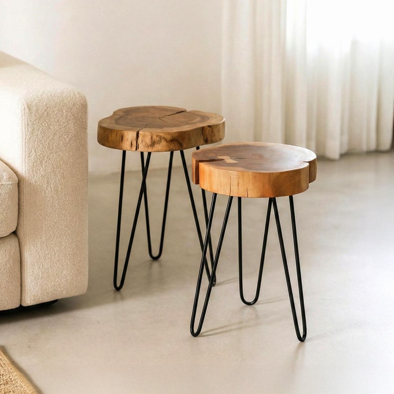 Table d'appoint en bois d'acacia massif (lot de 2) - Trunk