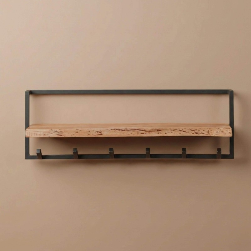 Porte manteaux mural avec étagère en bois massif - Solis