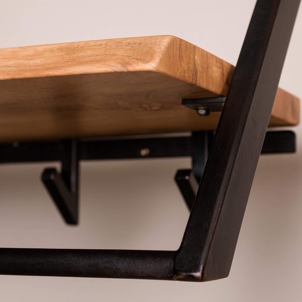 Porte manteaux mural en métal avec étagère en bois massif - Lean