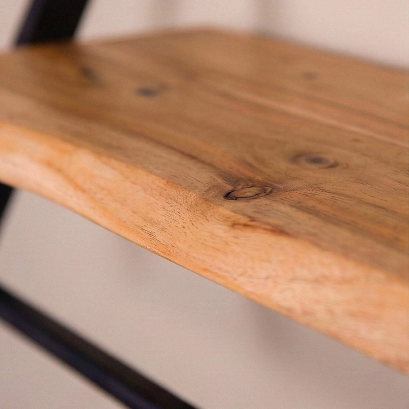 Porte manteaux mural en métal avec étagère en bois massif - Lean