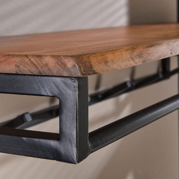 Porte manteaux mural style industriel en bois et métal - Custom