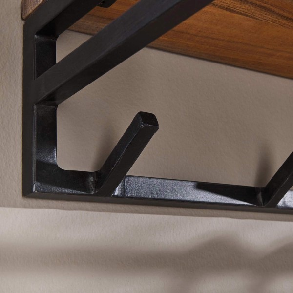 Porte manteaux mural style industriel en bois et métal - Custom