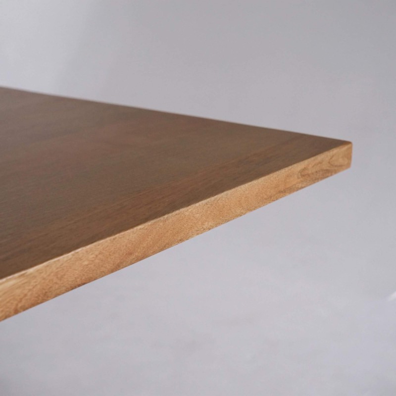 Table de salle à manger en bois massif à pied mikado en métal 220 cm