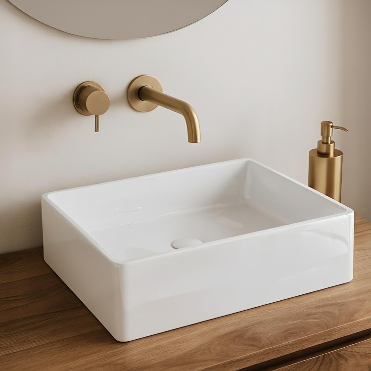 Vasque en céramique à poser, blanc brillant - Nova