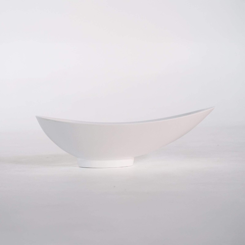 Vasque ronde en céramique, blanc brillant - Ida